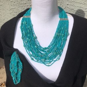 Turquoise/Silver Beaded Necklace